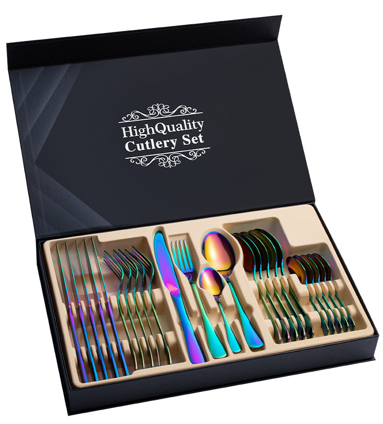 Coffret cadeau de couverts en acier inoxydable 24 pièces Coffret cadeau de couverts à steak