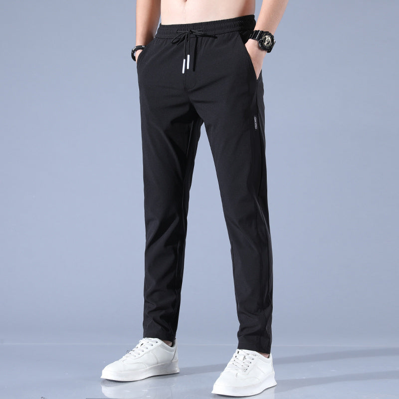 Pantalon en soie glacée pour homme, pantalon d'été fin et décontracté, ample, droit, respirant