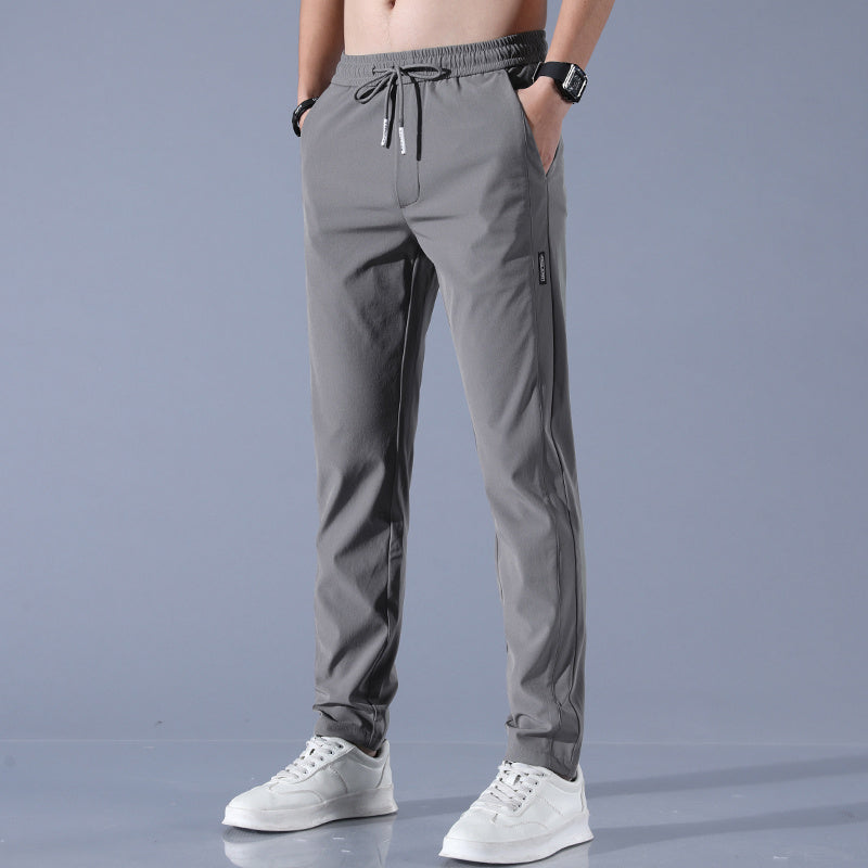 Pantalon en soie glacée pour homme, pantalon d'été fin et décontracté, ample, droit, respirant