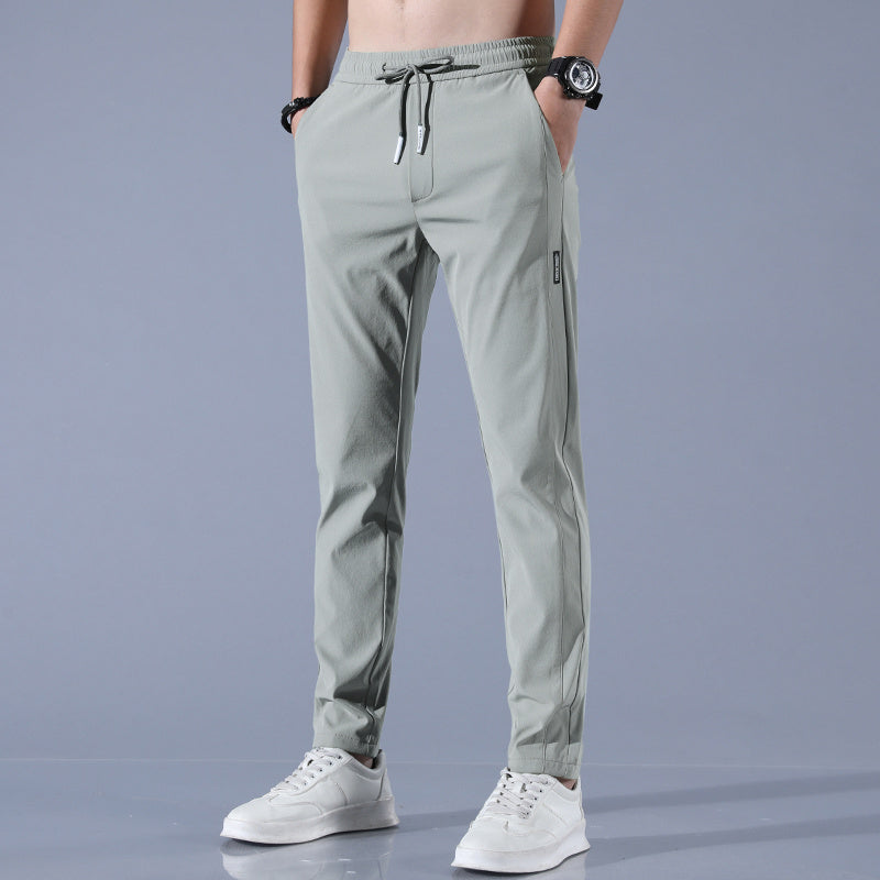 Pantalon en soie glacée pour homme, pantalon d'été fin et décontracté, ample, droit, respirant