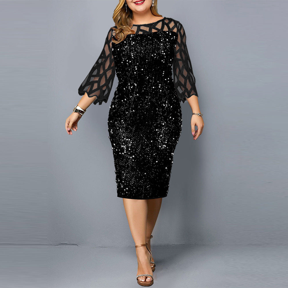 Robe de soirée en sequins grande taille pour femmes, sexy, pour club nocturne.