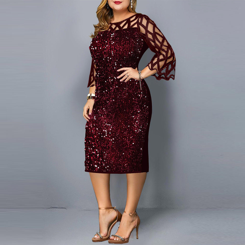 Robe de soirée en sequins grande taille pour femmes, sexy, pour club nocturne.