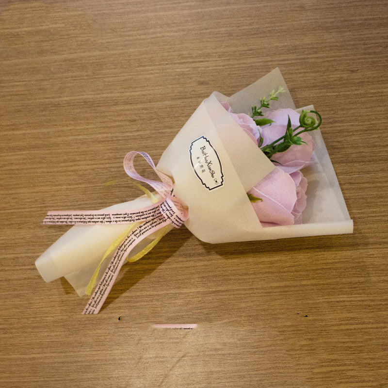 Bouquet de 3 roses en savon, fausses fleurs, cadeau de Saint-Valentin