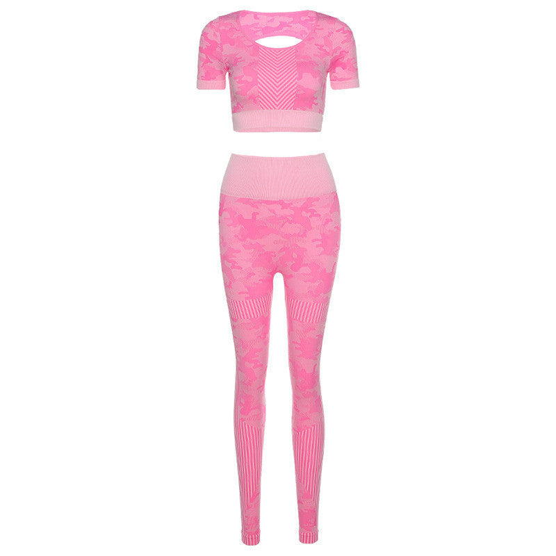 Combinaison de sport sexy dos nu en tricot sans couture pour le yoga et le fitness