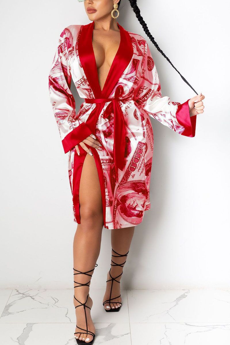 Hirigin Esthétique Cardigan Manches Longues Midi Bandage Robe Argent Pyjama Automne Vêtements Pour Femmes Mode Sexy Lounge Wear