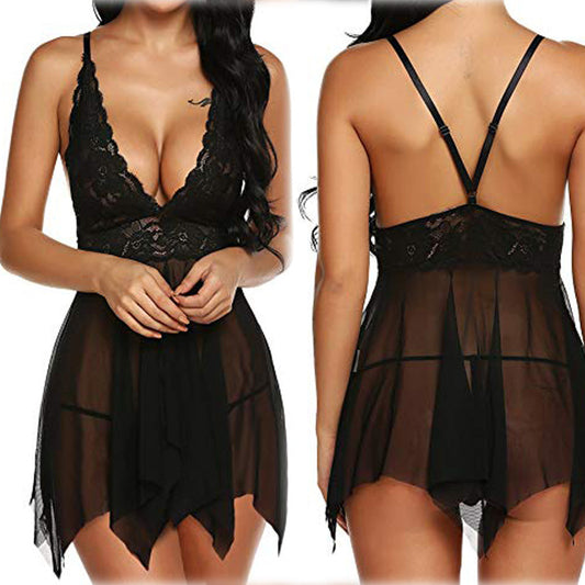 Chemise de nuit sexy en maille bretelle