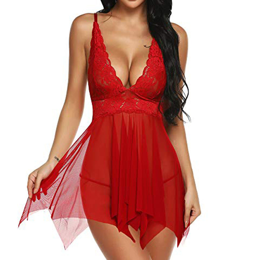 Chemise de nuit sexy en maille bretelle