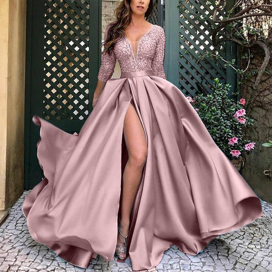 Robe longue sexy avec marquage à chaud