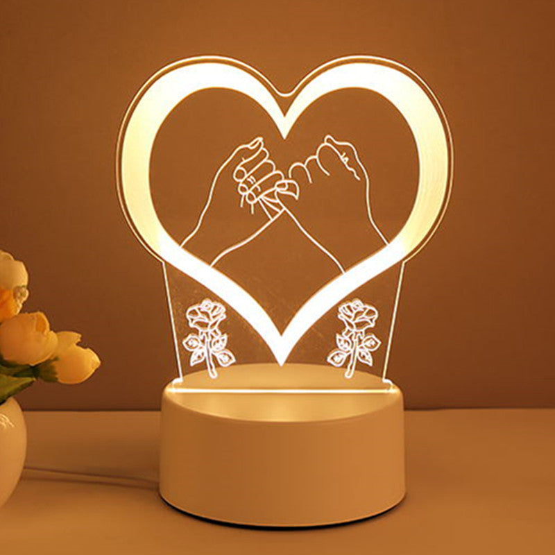 Lampe 3D en acrylique USB LED, veilleuse, panneau néon, décoration de Noël pour la maison, décoration de chambre, cadeaux de Saint-Valentin