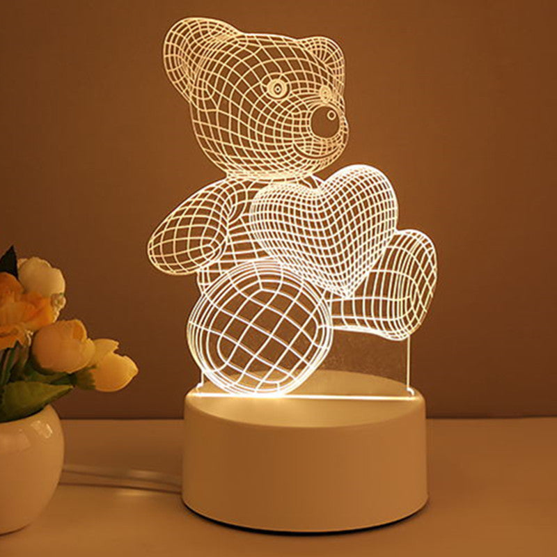 Lampe 3D en acrylique USB LED, veilleuse, panneau néon, décoration de Noël pour la maison, décoration de chambre, cadeaux de Saint-Valentin