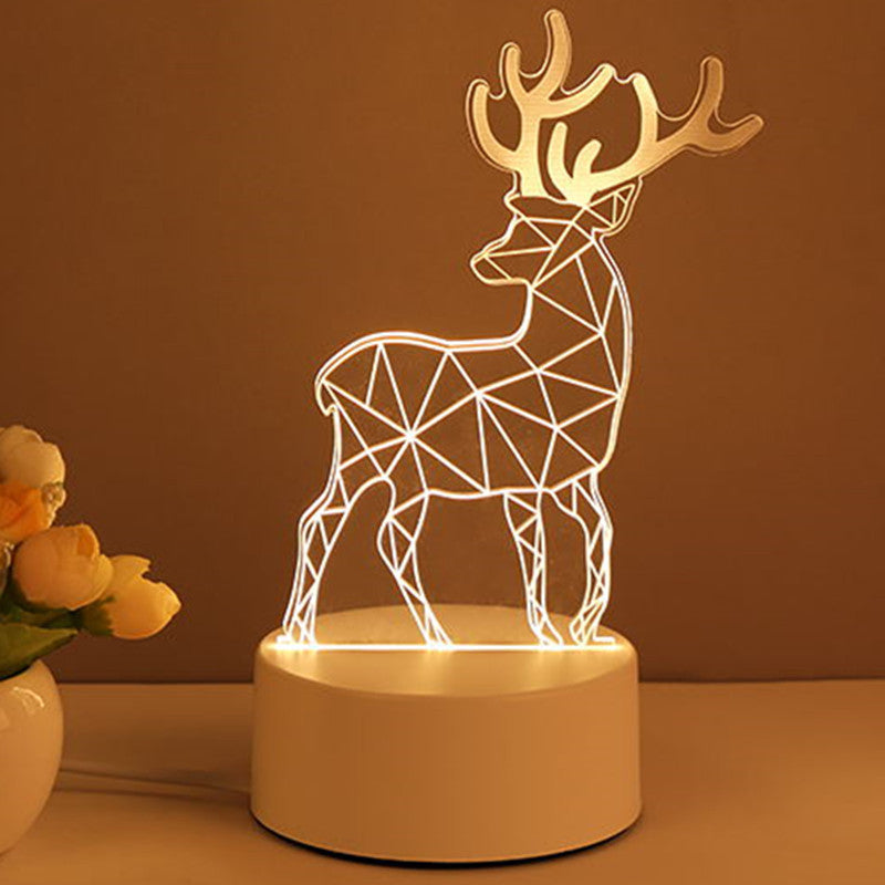 Lampe 3D en acrylique USB LED, veilleuse, panneau néon, décoration de Noël pour la maison, décoration de chambre, cadeaux de Saint-Valentin