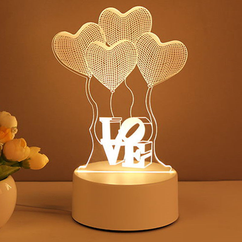 Lampe 3D en acrylique USB LED, veilleuse, panneau néon, décoration de Noël pour la maison, décoration de chambre, cadeaux de Saint-Valentin