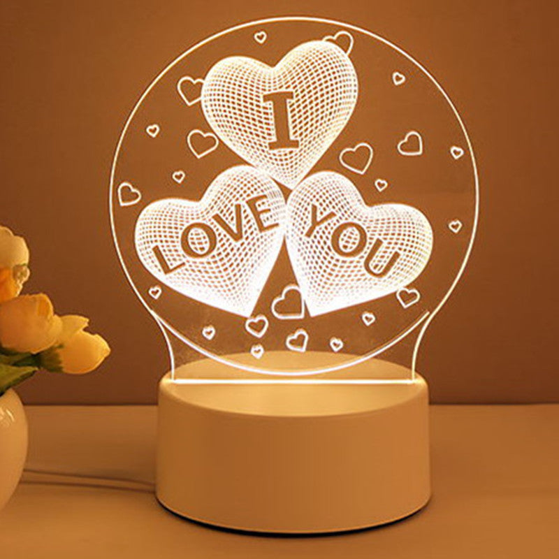 Lampe 3D en acrylique USB LED, veilleuse, panneau néon, décoration de Noël pour la maison, décoration de chambre, cadeaux de Saint-Valentin