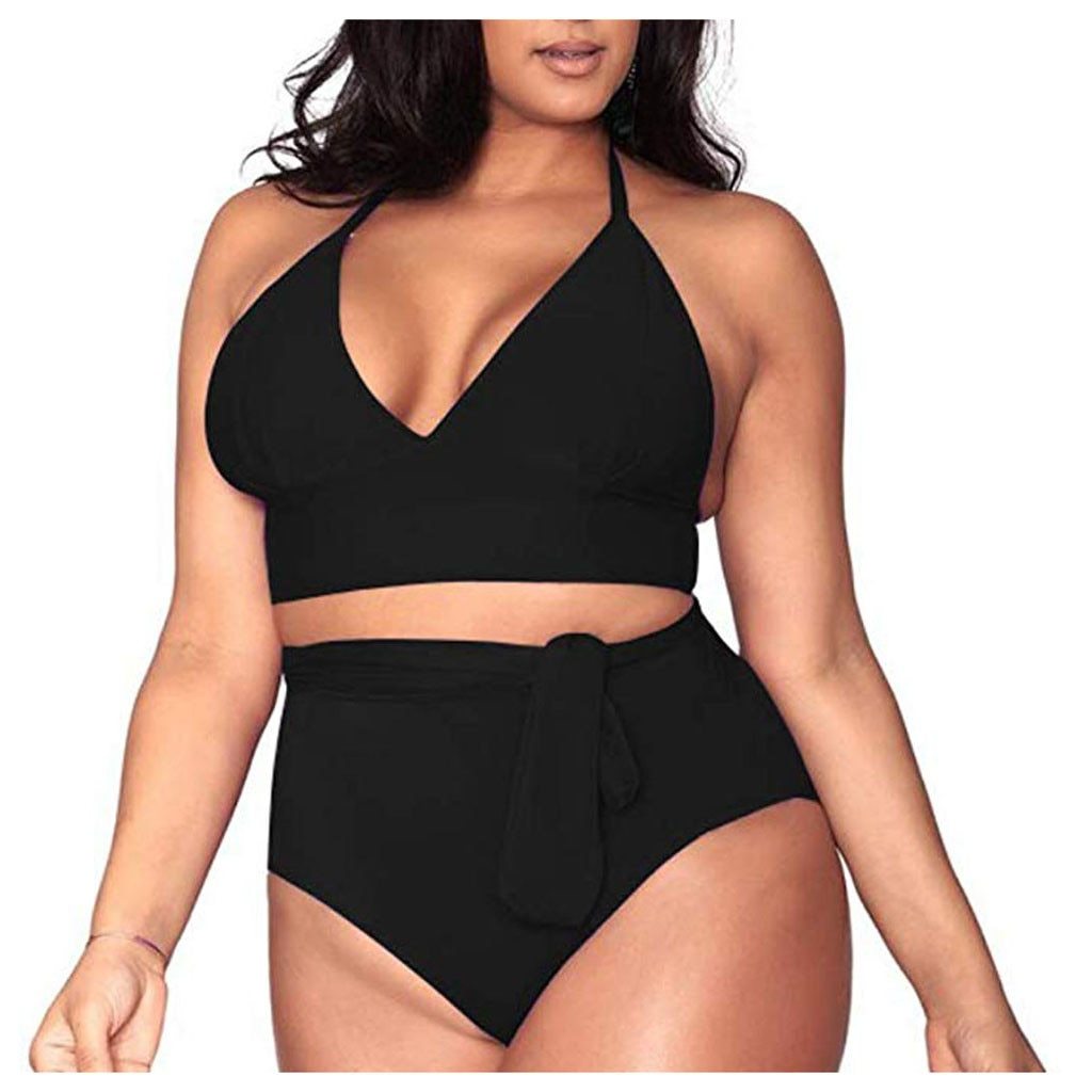 Maillot de bain sexy à bretelles larges fendues avec ceinture multi-cordes et taille haute en V profond pour femme