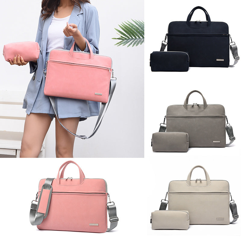 Sac en cuir PU pour femmes, étui de transport pour ordinateur portable, mallette pour Macbook Air 13,3 14 15,6 pouces, sacs à main pour hommes, sac à épaule pour souris.