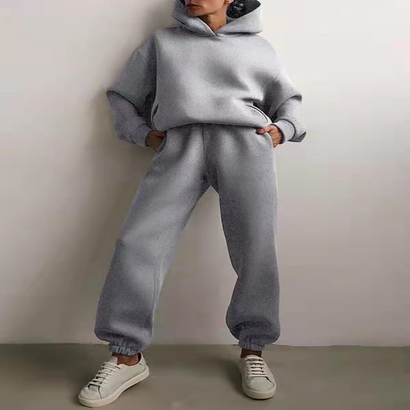 Pull à capuche décontracté pour femme, costume deux pièces, vêtements à capuche, survêtement