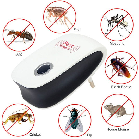 Répulsif pratique contre les insectes, les moustiques et les rongeurs électroniques à ultrasons, rechargeable, avec prise EU/US.