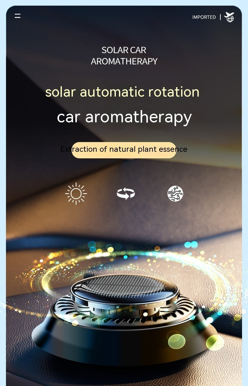 Diffuseur de parfum et de fragrance pour voiture portable à énergie solaire, avec un double anneau rotatif et un purificateur d'air.