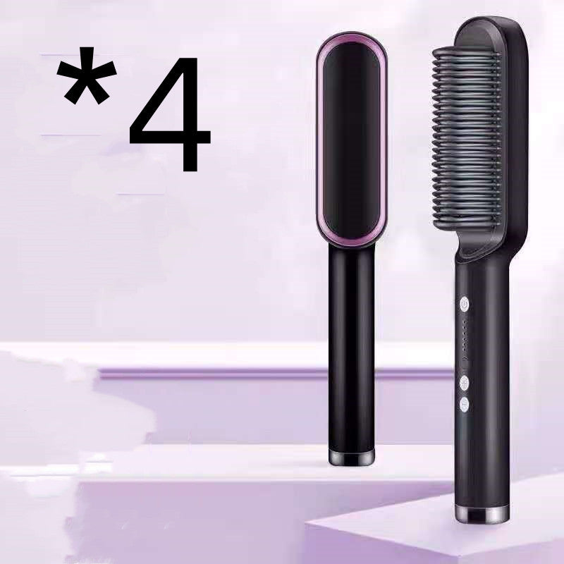 Nouvelle brosse à cheveux électrique 2 en 1 avec lisseur, peigne chauffant, ions négatifs et fonction de curling, brosse à cheveux à double usage.