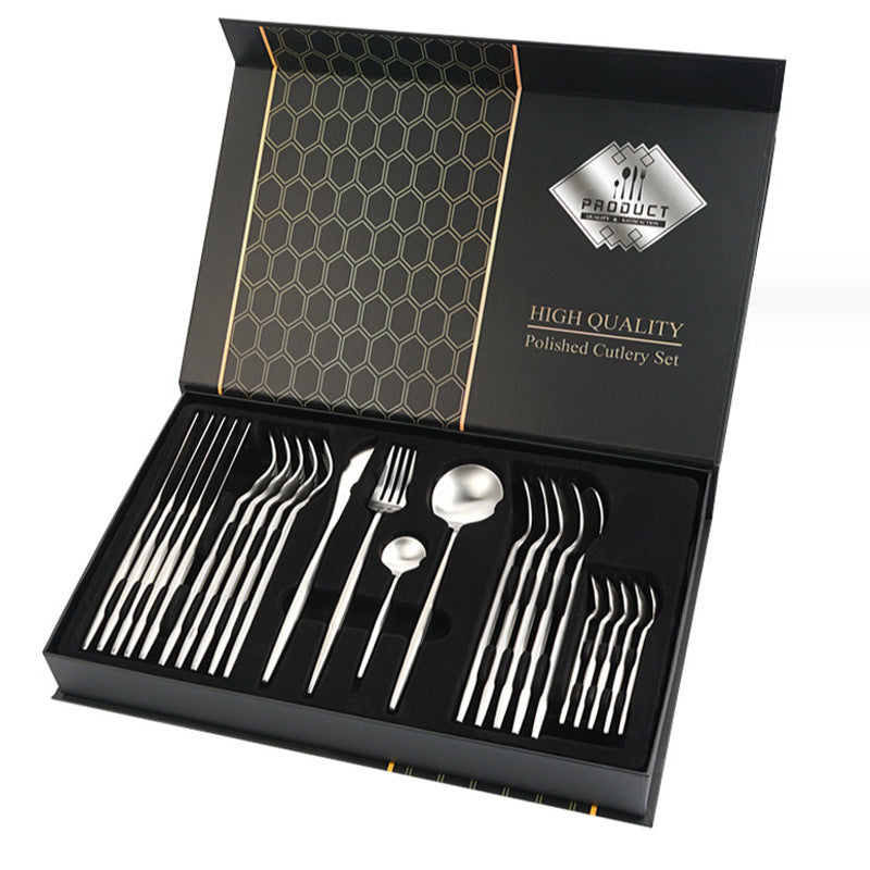 Coffret cadeau de vaisselle en acier inoxydable 24 pièces