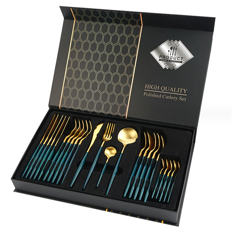 Coffret cadeau de vaisselle en acier inoxydable 24 pièces