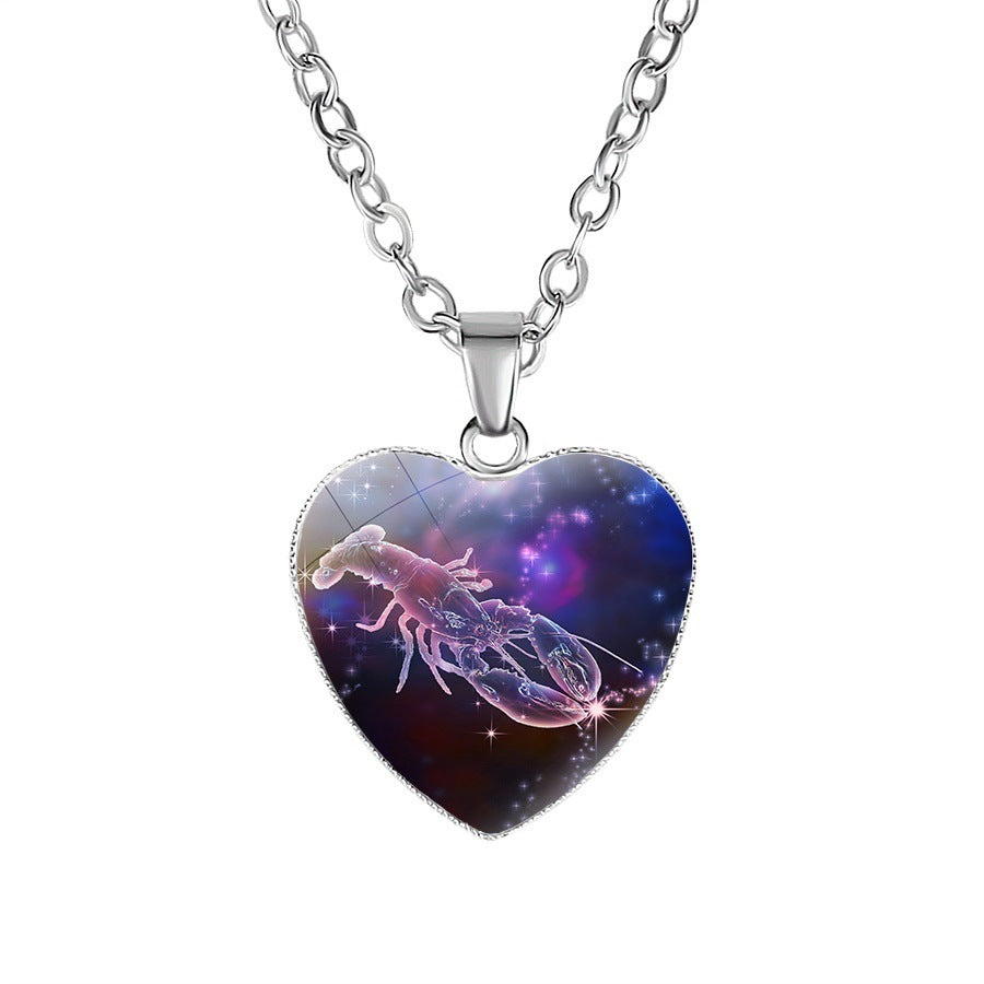 Collier pendentif coeur signe du zodiaque pour femme