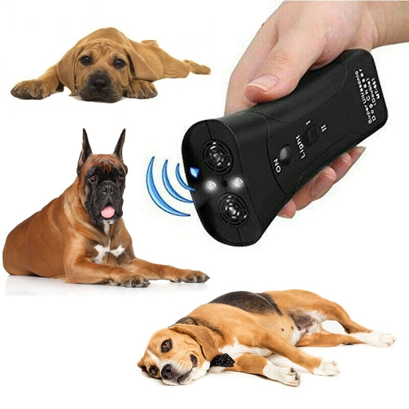 Dispositif de formation pour chiens anti-aboiement 3-en-1, répulsif ultrasonique pour chiens, lampe de poche à LED.