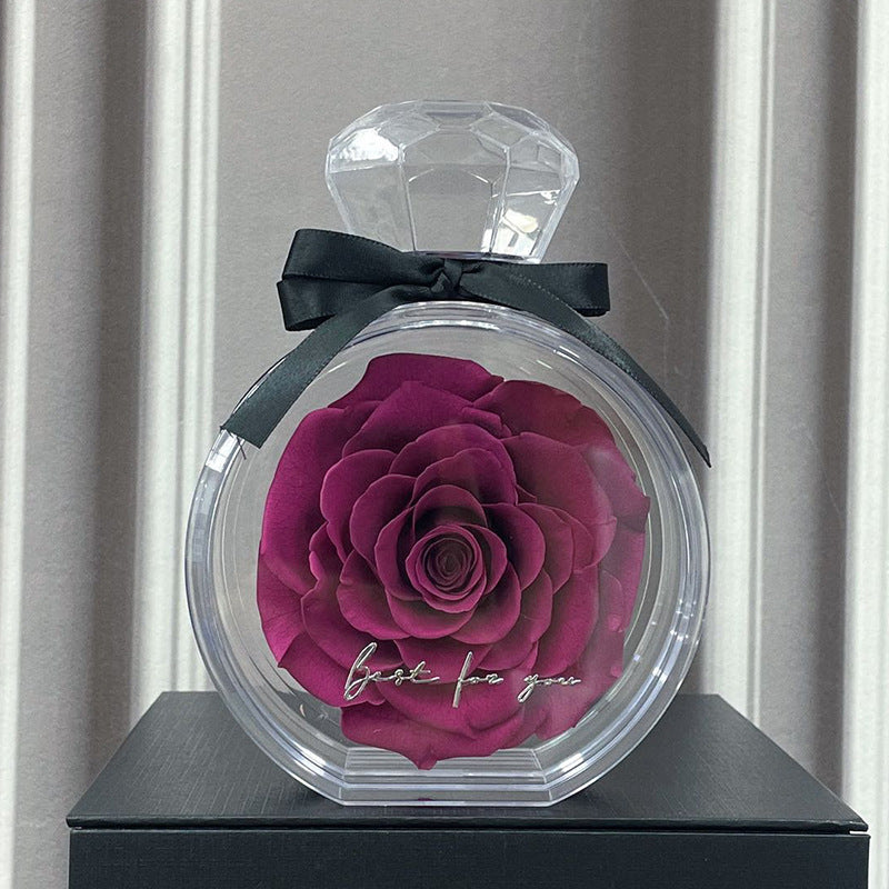 Ornements de fleurs naturelles éternelles avec couvercle transparent, boîte cadeau de rose séchée pour Noël, Nouvel An, Saint-Valentin, décoration intérieure.