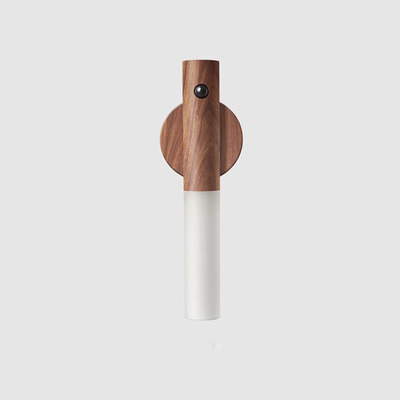 Lumière de nuit sans fil en bois magnétique USB LED pour couloirs, lumières de porche, lampe murale avec capteur de mouvement PIR, lampe de cabinet.