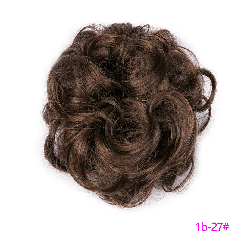 Europe, Japon et Corée du Sud populaires chignon naturel moelleux cordon cheveux bouclés boule tête cheveux anneau ensemble de cheveux accessoires de cheveux féminins cheveux en fibre chimique