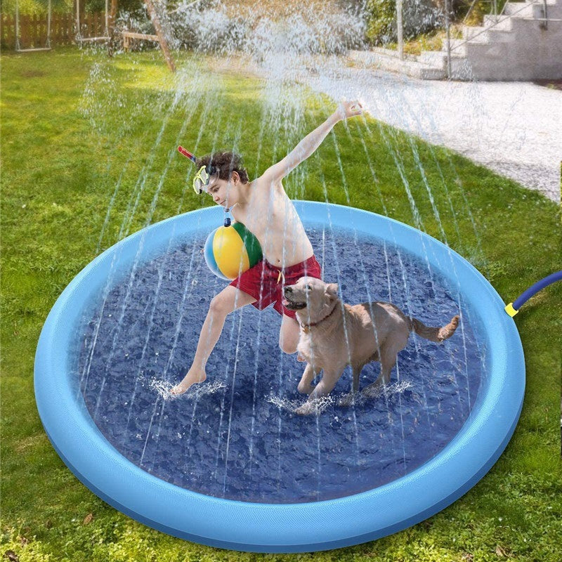 Tapis de jeu anti-dérapant pour enfants et piscine pour chiens, jouets d'eau d'été pour l'extérieur, fontaine de jardin amusante.