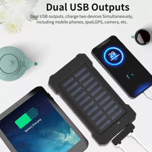 Chargeur solaire portable 2 ports USB avec lampes de poche LED 30 000 mAh