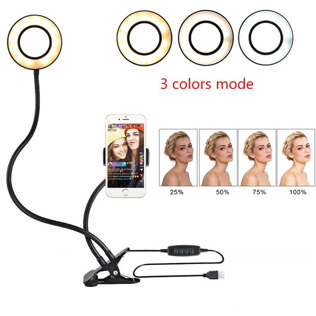 Lumière d'autoportrait LED pour un éclairage de maquillage ajustable en direct - Support de 8 cm