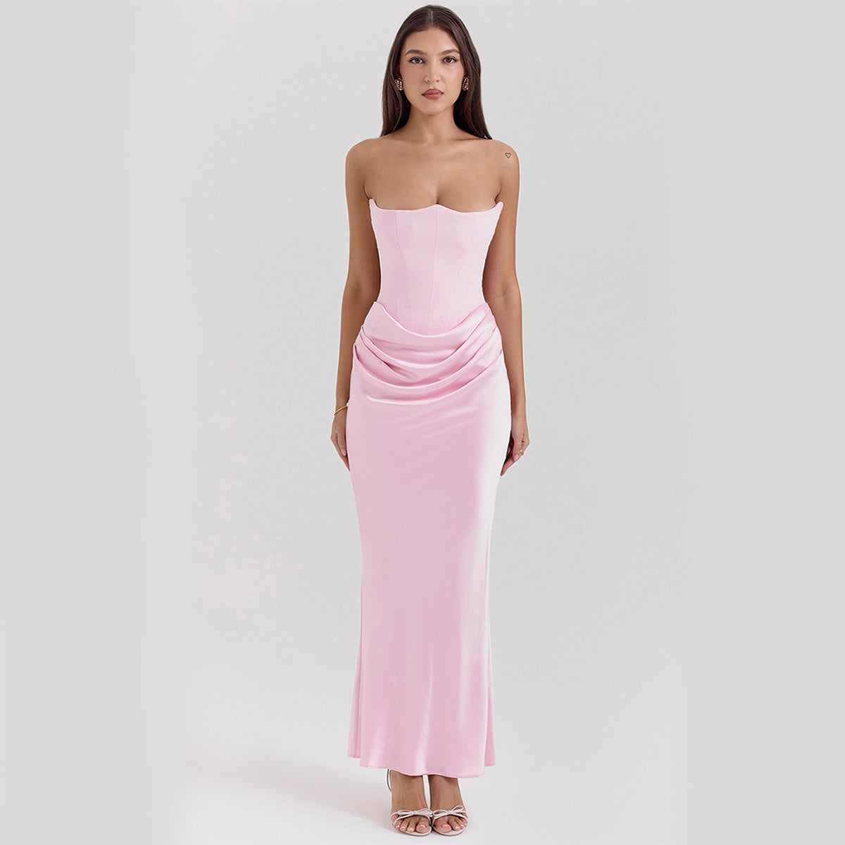 Slim Tube Top Robe Longue Sexy Mode Bandeau Dos Nu Robe De Soirée De Soirée Pour Femmes Vêtements