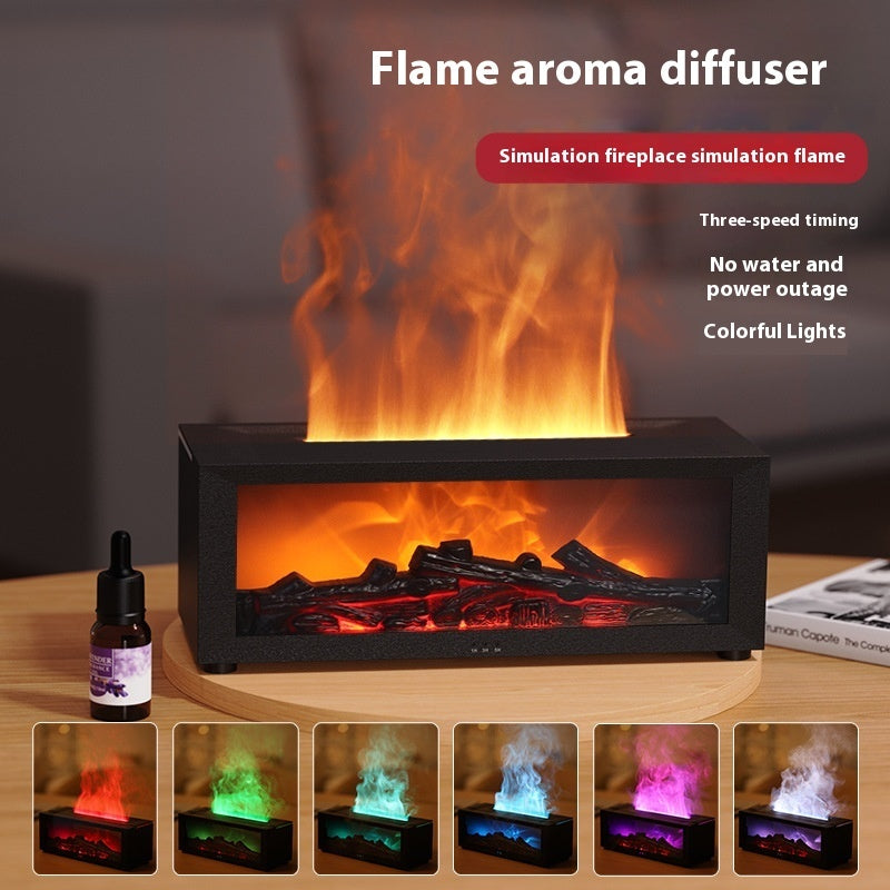 Nouvelle machine d'aromathérapie Flame Diffuseur d'huiles essentielles coloré Humidificateur à grande capacité de brouillard Machine de cheminée à flamme 3D