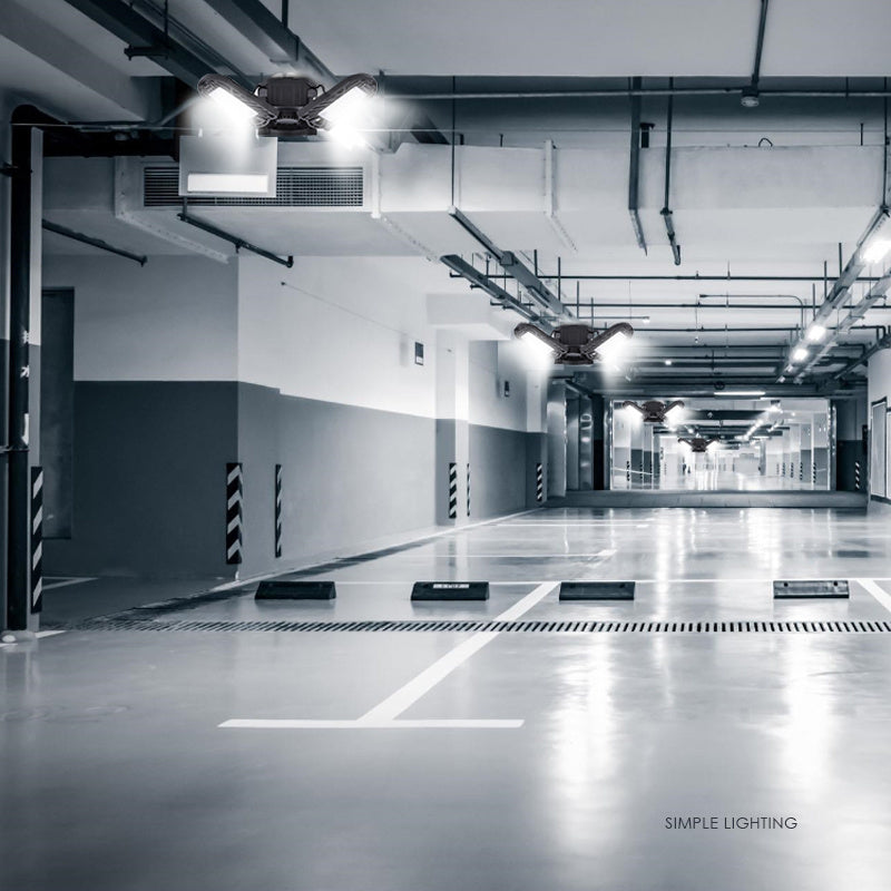 Lumière de garage à lampes déformables générales, radar, lampe industrielle pour entrepôt, éclairage domestique à haute intensité.
