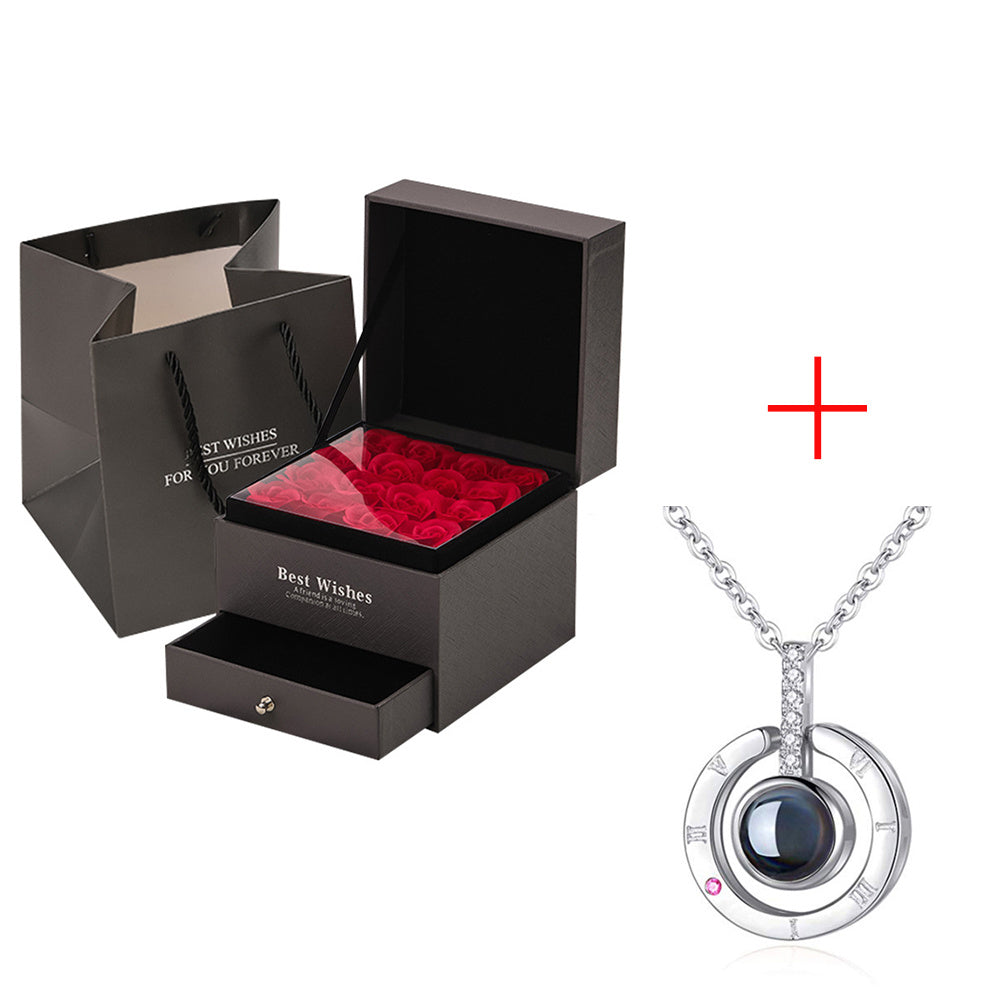 Coffret cadeau collier rose, cadeau parfait pour la Saint-Valentin.