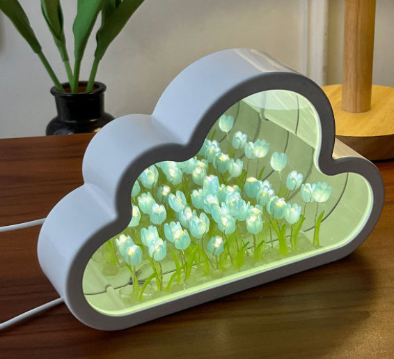 Miroir tulipe nuage fait main, petite veilleuse