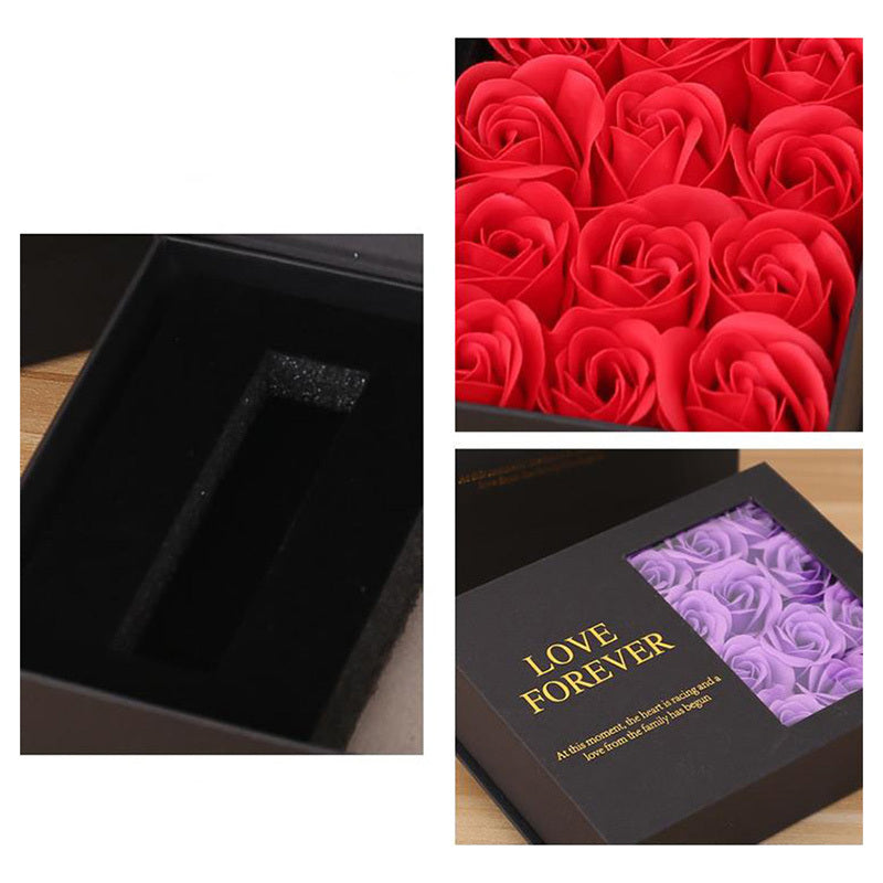 Coffret cadeau de rouge à lèvres à la rose éternelle avec savon à couvercle rabattable