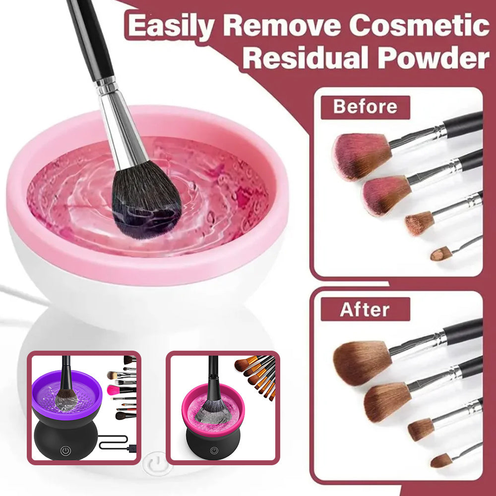 Machine de nettoyage de pinceaux de maquillage électrique portable automatique USB, outils de nettoyage de pinceaux cosmétiques pour tous les tailles de pinceaux de maquillage.