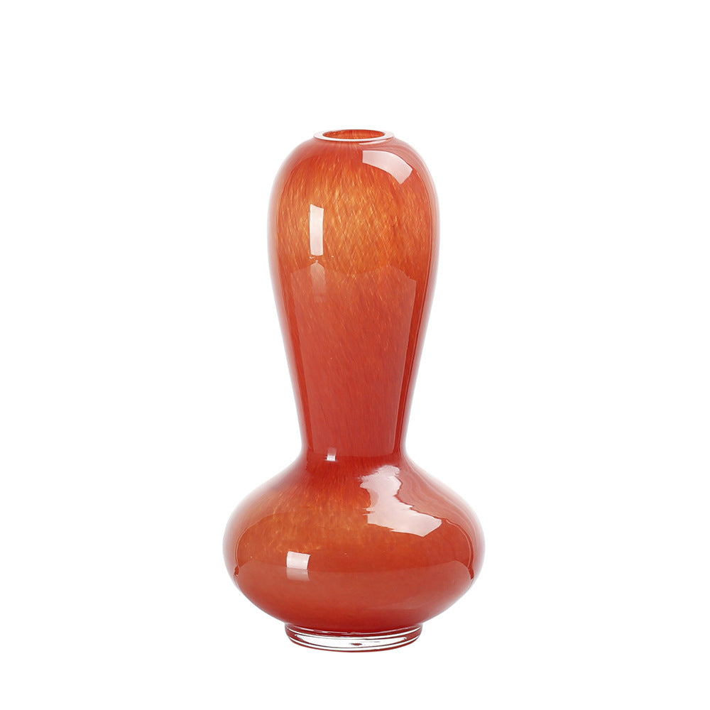 Ornements de vase et de pot de fleurs en verre à petite bouche caramel