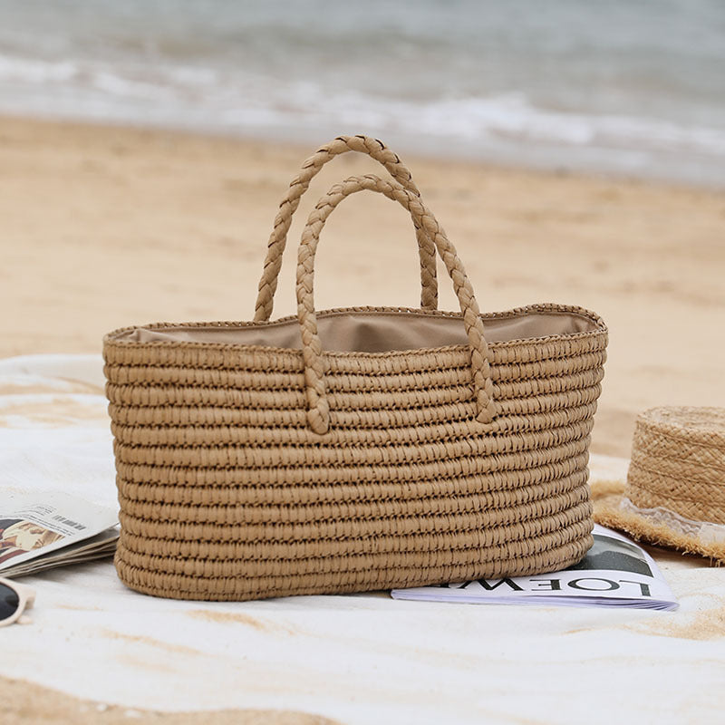 Sac de plage en paille grande capacité pour femme