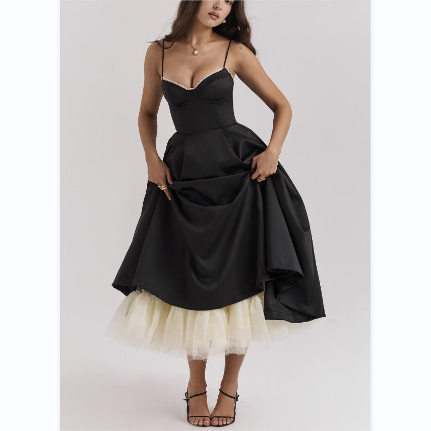 Robe longue à manches sans épaules avec décolleté en V pour femmes