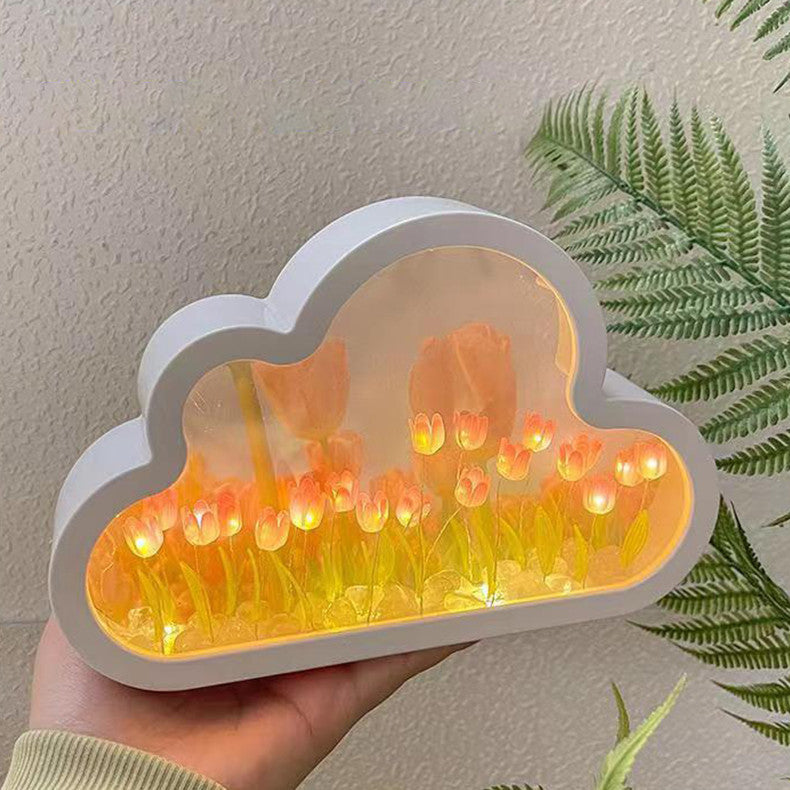 Miroir tulipe nuage fait main, petite veilleuse