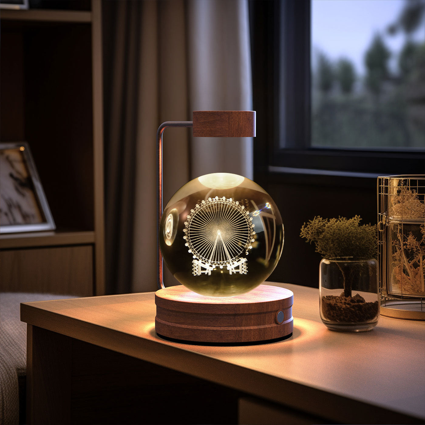 Lampe de chevet à lumière nocturne intérieure en forme de dinosaure cosmique à boule de cristal, alimentation USB, lumière chaude, cadeau d'anniversaire.