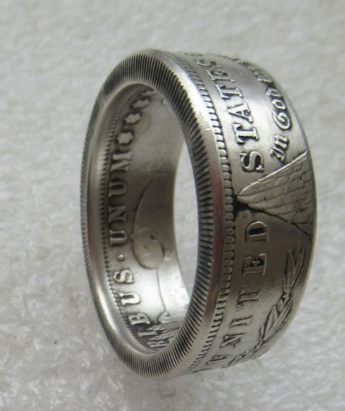 Bague personnalisée faite à la main avec une pièce de monnaie américaine rétro Morgan d'un dollar, cadeau personnalisé pour ami