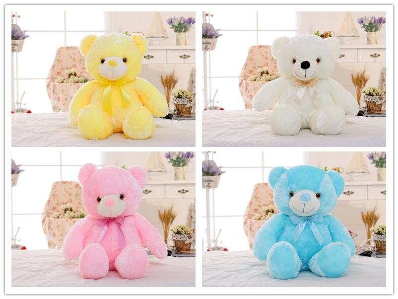 Ours en peluche lumineux LED créatif, jouet coloré et lumineux, cadeau de Noël pour enfants, coussin.