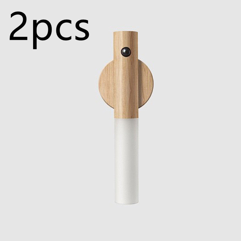 Lumière de nuit sans fil en bois magnétique USB LED pour couloirs, lumières de porche, lampe murale avec capteur de mouvement PIR, lampe de cabinet.