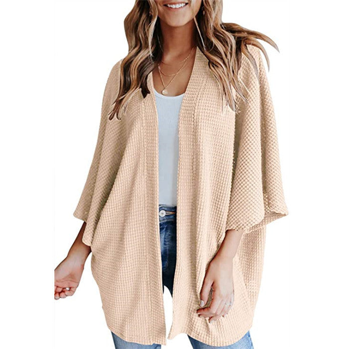 Cardigan gaufré à manches chauve-souris pour femme Gerson