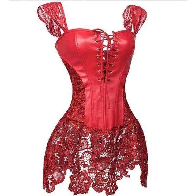 Corset sexy en simili cuir noir Steampunk